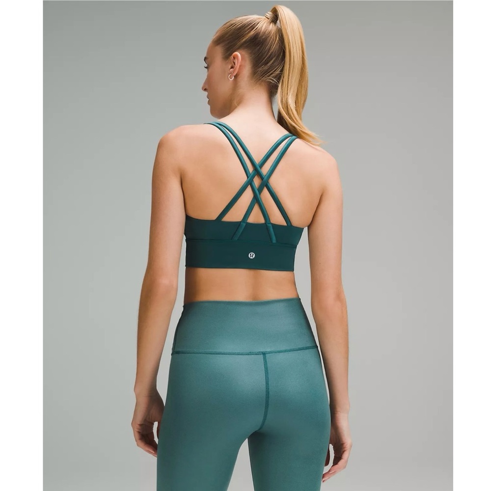 lululemon Energy Longline Bra Foil Medium Support, B-D Cups in Storm Teal - Picture 3 of 14